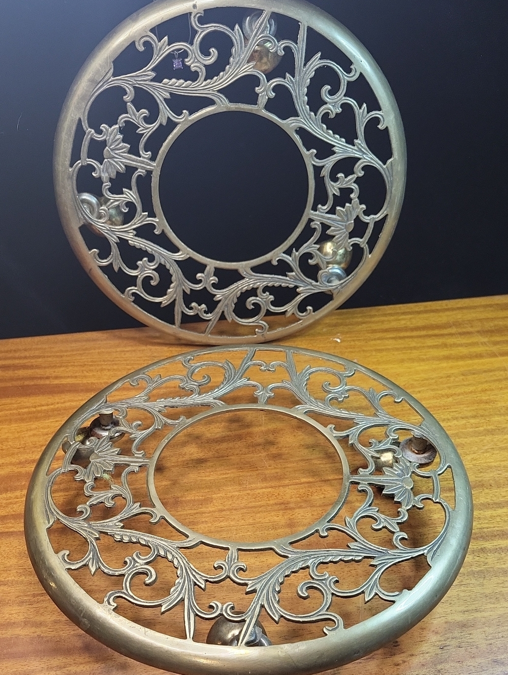 Ornate Metal Wall Accent in Antique Brass Finish